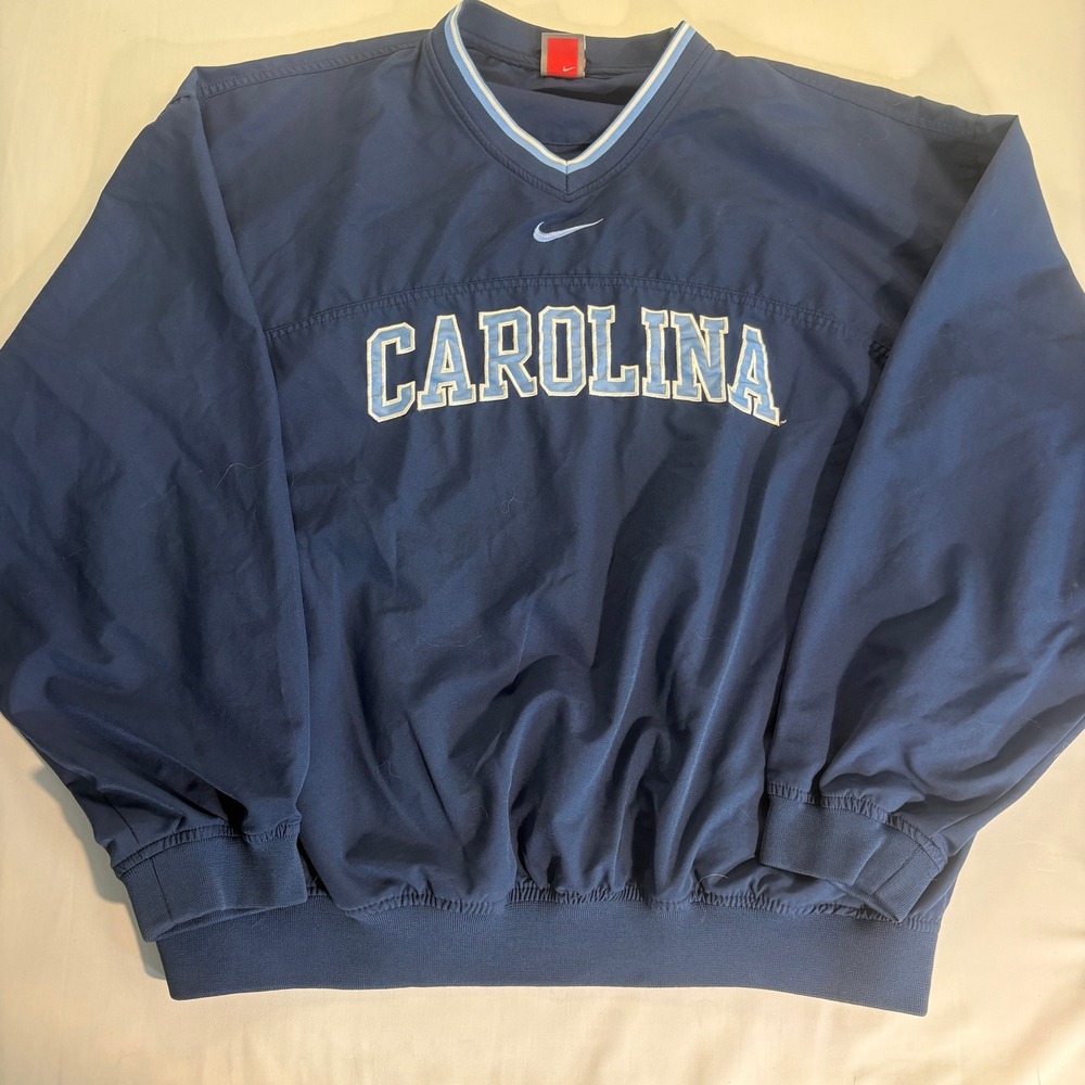 Nike Center Check North Carolina Tar Heels Windbreaker Navy Blue XL Pullover